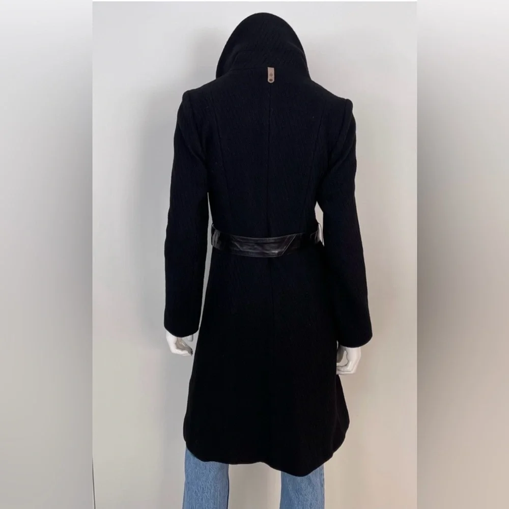 Mackage Black Trench Coat with Belt - Picture 3 of 13